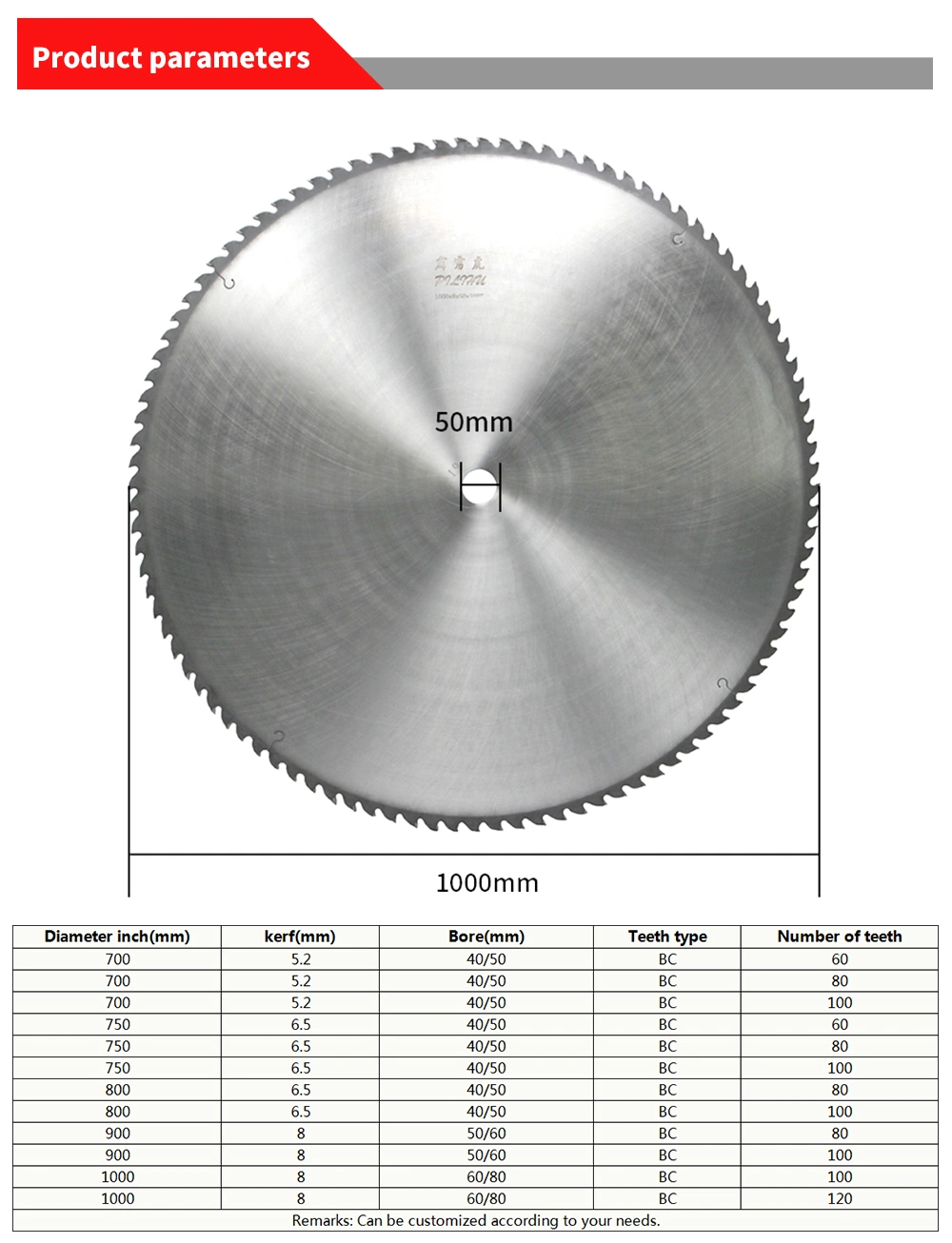 Pilihu Big Size 24inch Tct Circular Carbide Tip Saw Blade for Wood Cutting